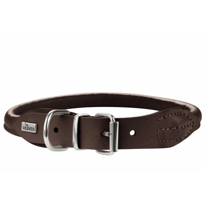 Hunter rundsyet elghalsbånd 50 brun - justering 41-46 cm